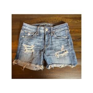 American Eagle Womens Super Super Stretch Shorts Cuff Distressed Size 2
